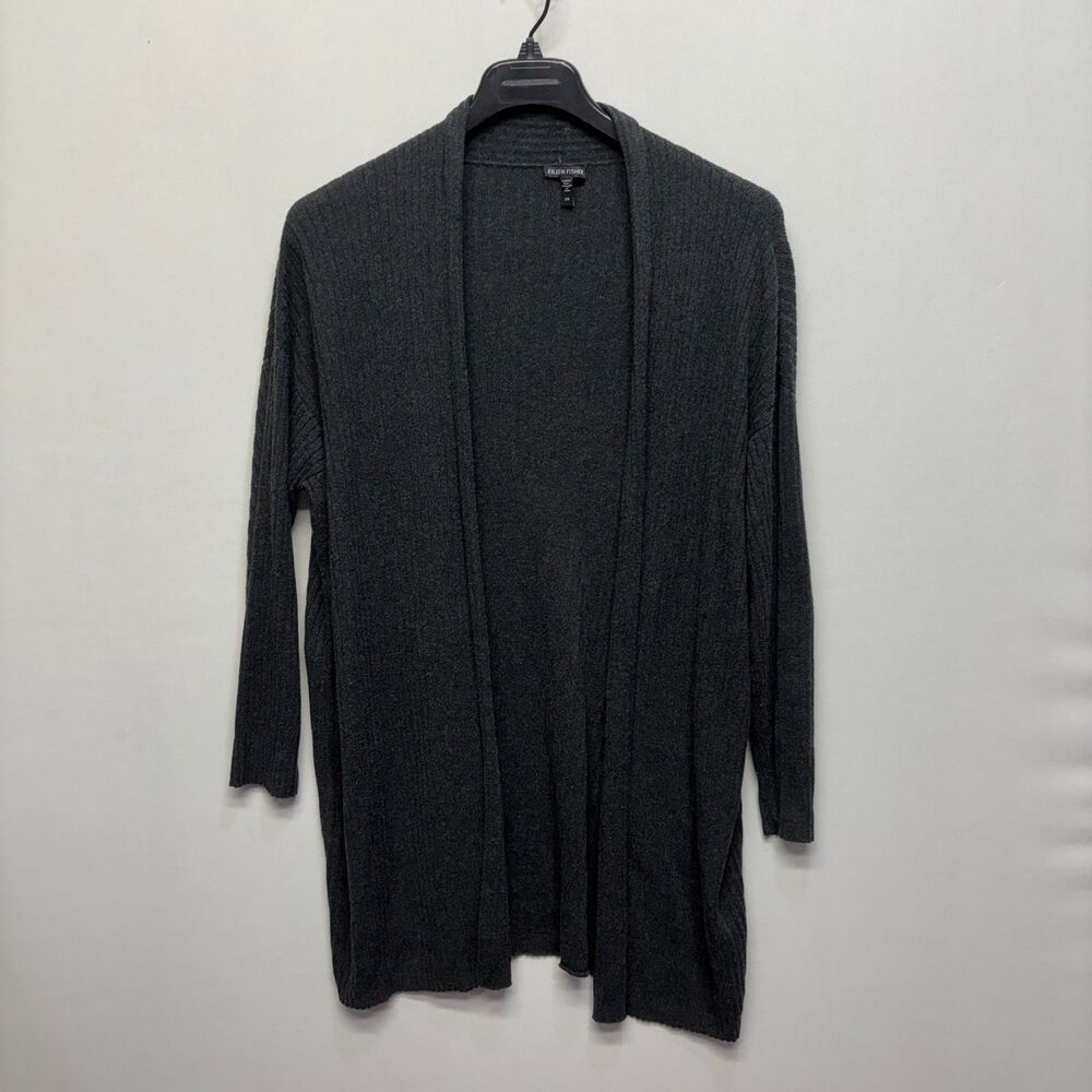 Eileen Fisher Open Front Cardigan Sweater Size Large Organic Cotton C090 -24